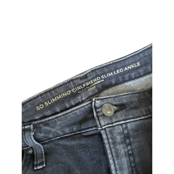 CHICOS Black Gray So Slimming Distressed Girlfriend Slim Leg Ankle Jeans Size US - Picture 7 of 7